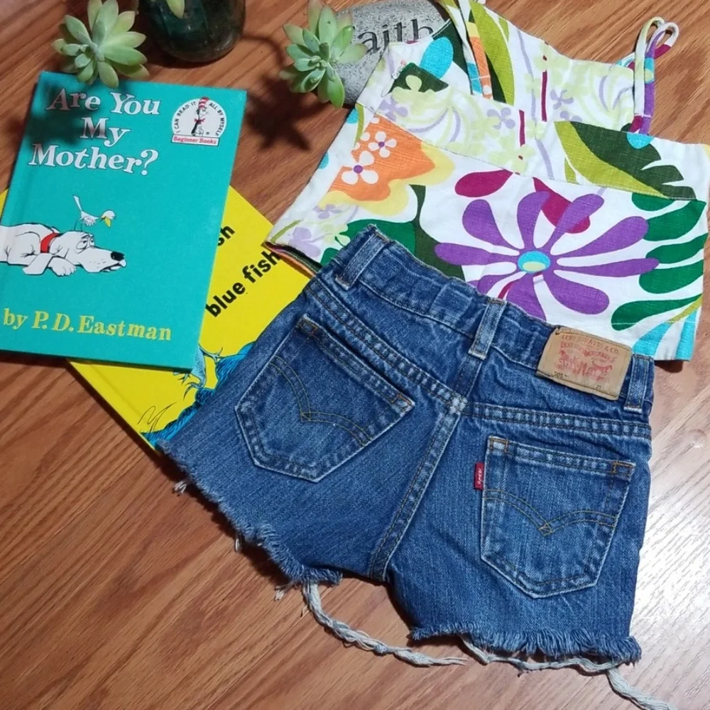 Distress‎ Levi's shorts an a gap top 2t